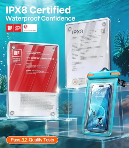 TORRAS IPX8 Waterproof Phone Pouch Floating, Underwater Screen Touchable, Water Proof Case with Lanyard for iPhone 17 Pro Max 16 S26, Cellphone Dry Bag Cruise Essentials 7.0 inch, Glacier Sprint - color: 1 Pack-Glacier Sprint