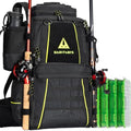 Ghosthorn Fishing Tackle Backpack with 4 3600 Tackle Boxes Rod Holder Outdoor 43L Large Bag with Detachable Wasit Bag Storage Fishing Gear and Equipment Waterproof - color: With 3600*4 Black (43l)