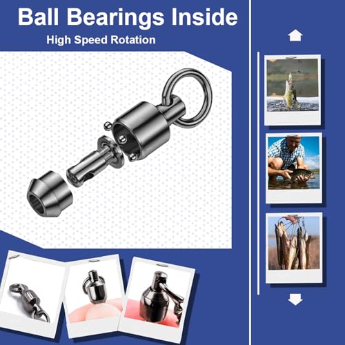 QISHUO High Strength Fishing Swivel Steel Ball Bearing Fishing Swivels Stainless Connector Rolling Snap Swivels Fishing Black Nickel 30lbs-160lbs - size: Size 5+5(128lb) 50 pcs