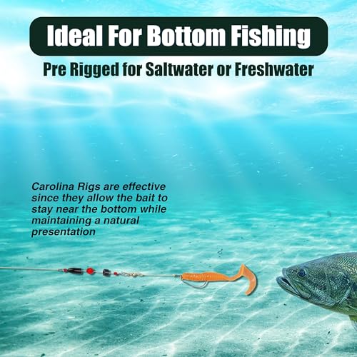 Reaction Tackle Carolina Rigs for Bass Fishing- Freshwater Saltwater - Brass Pre Rigged Kit- Fishing Weights Barrel Sinkers 6-Pack - color: Brass, size: 1/4 Oz