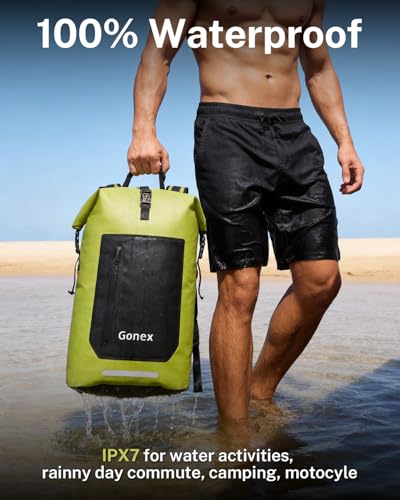 Gonex Waterproof Ultralight TPU Backpack 55L Roll Top Dry Bag, Kayaking | Back Padding, Camping, Fishing, Travel, Adjustable Straps, External & Internal Storage Pockets, Green - color: Green, size: 55L