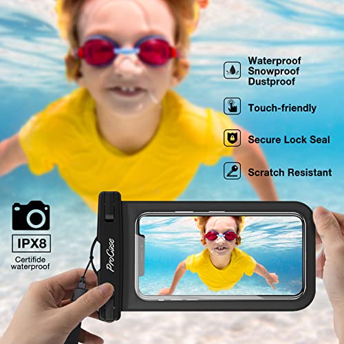 ProCase 2 Pack Waterproof Phone Pouch Case, 7" Universal Underwater Cellphone Dry Bag for iPhone 17 Air 16 15 14 13 Pro Plus Max 12 11, Galaxy S24 S23 S22 Ultra Pixel -Black - color: Black