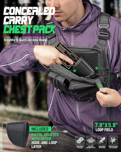 RXW Chest Bag for Men Women, Running Chest Pack Sport Chest Rigs Tactical Chest Pack Days Hikes Hiking Vest Carry - color: Black
