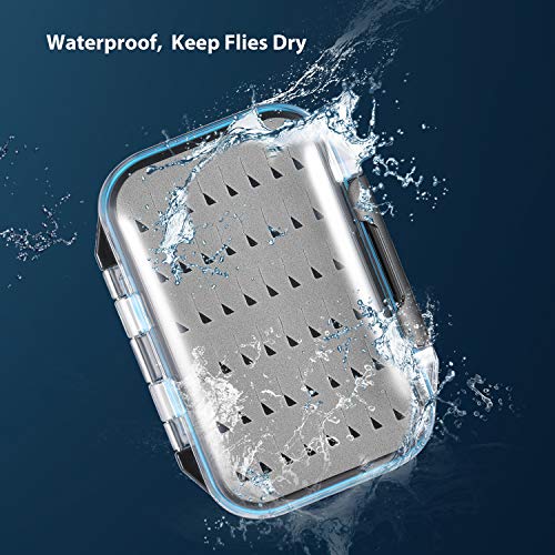 Gonex Fly Boxes for Fly Fishing Jig Boxes Two-Sided Waterproof Lightweight Fly Fishing Box Easy Grip Transparent Lid Fly Fishing Lures Box, 4.1"x 3.0"x 1.2", Grey - color: Grey, Black, Transparent, size: Size A (4.1"x 3.0"x 1.2")