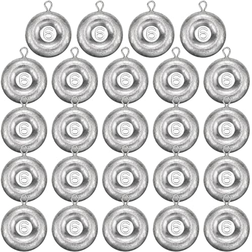 24 Pieces Fishing Disc Sinkers Weights Disc Sinker Fishing Sinkers Weights for Saltwater Catfishing Trolling Surf Tackle - size: 6 oz