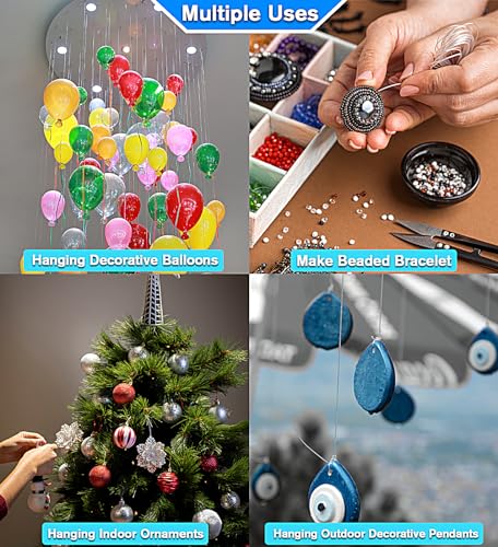 HSHFAMIIY Clear Fishing Line 656ft (200m) Strong 0.45mm Nylon Monofilament Cord, Balloon Hanging String, Durable & Tangle Free Spool, Perfect for Party Decorations, Jewelry Making, Beading & Crafts