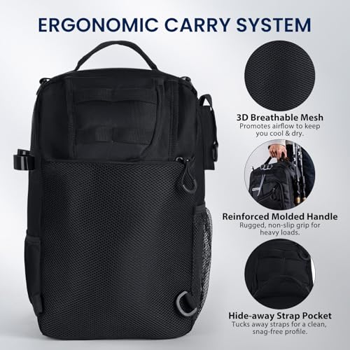 Goture Black Fishing Bag with Tackle Boxes, Crossbody Sling Tackle Backpack for Men, 20L Large Capacity Fits 3600 Trays, Durable Fishing Gear Storage, Best Fishing Gifts for Anglers - color: Black, style: 1680d Double-strand Pu Backpack + (3)3600 Trays
