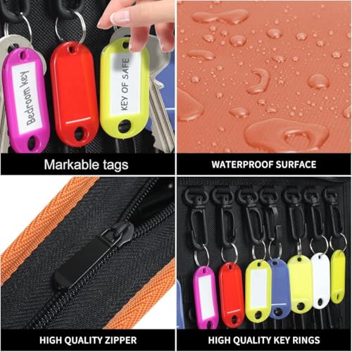 Sdstone Portable Zippered Key Organizer,Fireproof and Waterproof Key Case with 24 Key Hooks,Portable Manager & Landlord Zipper Key Binder for Real Estate Sales,Hotel Executives, Car Service(Brown) - color: Brown, size: 24