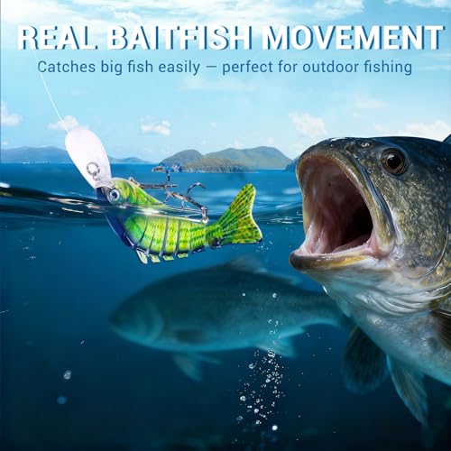 Keenjorika Fishing Lures Multi Jointed Fish Fishing Kits, Slow-Sinking Lifelike Segmented Swimbait Crankbaits, Realistic Swimming Action for Bass, Trout, Pike & Walleye, Freshwater and Saltwater - color: 3 Pack-Style 11