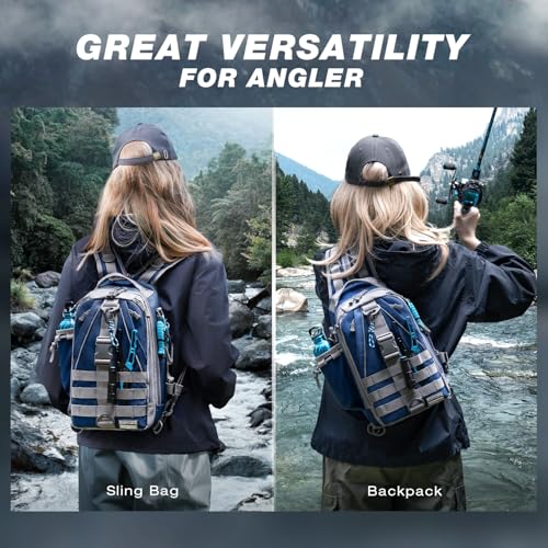Ghosthorn Fishing Backpack Waterproof Tackle Bag Sling Bag Gift - color: Blue, size: Standard