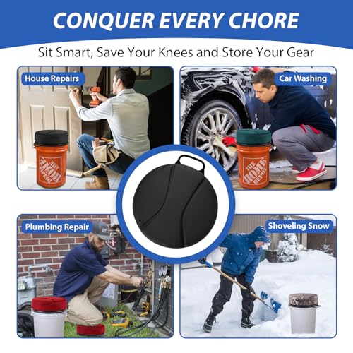 5 Gallon Bucket Seat with 3" Thick Seat Foam Cushion, 360°Swivel Bucket Lid Seat, Waterproof & Silent Bucket Seats for Dove Duck Hunting, Ice Fishing, Baseball, Camping - color: Black