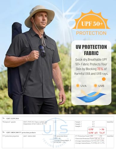 WULFUL Men's Sun Protection Fishing Shirts UPF 50+ Lightweight Quick Dry Cooling Short Sleeve Shirts for Work Hiking Safari - color: Shadow Grey, size: Small