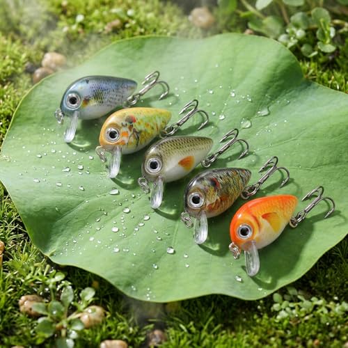 5 Pcs Mini Fishing Lures Hard Baits Hooks Micro Fishing Lures Crankbaits Baits Topwater for Freshwater and Saltwater - style: Style 1