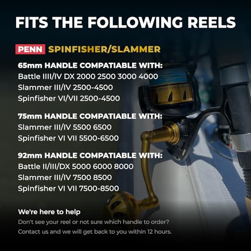 GOMEXUS Power Handle for Penn Spinfisher VI VII Slammer III IV Reel Crank (Make Sure Your Reel Model, Not for All Spinfisher Long Cast/V)-Please Pay Attention to The Adaptation Table - color: Gold, style: For Slammer/Spinfisher 7500-8500 Thread