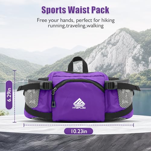 Fanny Pack Waist Bag with Water Bottle Holder for Men Women Running Hiking Travel Dog Walking Workout Cycling Outdoor (Purple) - color: Purple
