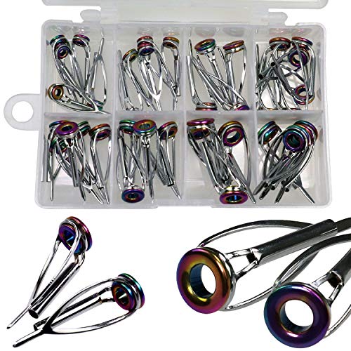 QualyQualy Fishing Rod Tip Repair Kit 40pcs/75pcs Fishing Rod Guides Stainless Steel Ceramic Ring Rod Tip Guide Replacement Baitcasting Fishing Rod Repair Kit - color: C - Rod Tip 40Pcs
