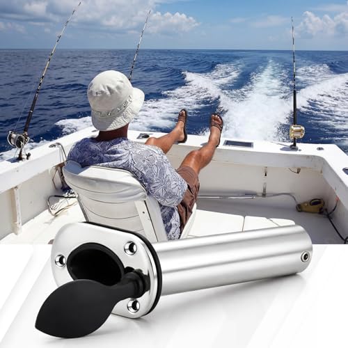 2 Pcs Boat Stainless Steel Fishing Rod Holder 30 Degree with PVC Cap 10 Pcs Kayak Pad Eyes with Screws Rigging Kit Kayak Fishing Accessory Pad Eye Kit