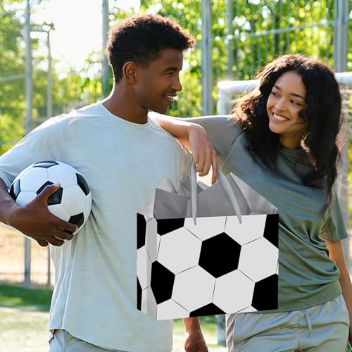 Hooqict Large Soccer Gift Bag Soccer Birthday Gift Wrap Bag with Handles, Tissue Paper, Greeting Cards for Kids Boys Men Sports Themed Goodie Treat Party Favors - color: Soccer