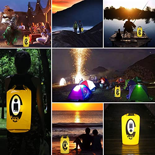 Qoolife Dry Bag Waterproof with Solar Bluetooth Speaker & Light - 10L/20L Roll Top Dry Sack Keeps Gear Dry for Men Women Kayaking, Beach, Rafting, Boating, Hiking, Camping and Fishing - color: Yellow with BT Speaker, size: 20L
