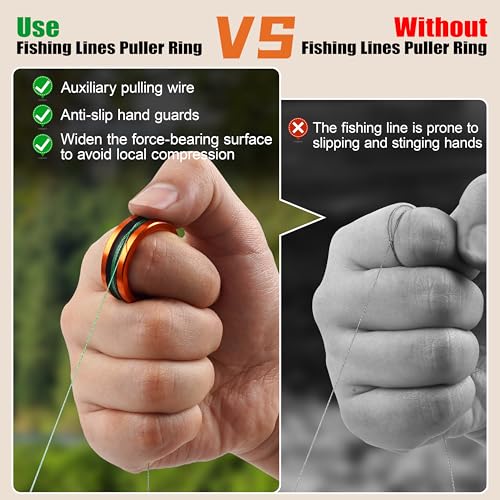 OROOTL Fishing Line Ring Knot Tying Tool, 2pcs Fishing Knot Tying Tool Alloy Line Dragger Tightener Ring FG GT Knot Puller PE Fishing Line Knotting Device Accessories for Saltwater Freshwater - color: Orange-2pcs