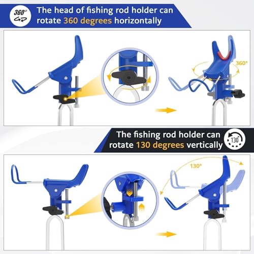 DZrudun Fishing Rod Holder for Ground, Fishing Pole Holders for Ground 2/4PCS, Rod Holders for Bank Fishing with Long Drill Stake Rod Stand for Shore, Beach, Mud, Catfish, Gift for Men,360° Adjustable - style: 2 Pack Blue Fishing Rods Holder
