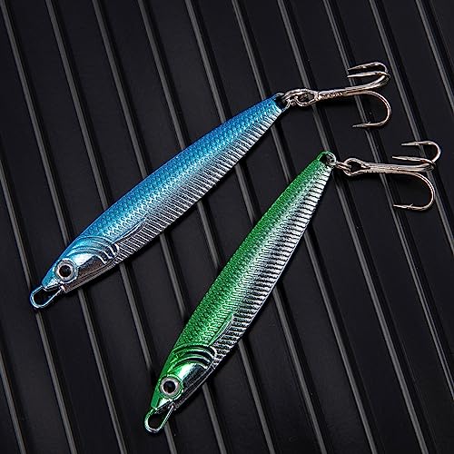 Dr.Fish Fishing Jigs Jigging Spoon Saltwater Fishing Lure Casting Metal Spoon Surf Fishing Mackerel Striper Lures Stinger Bluefish Vertical Diamond Jig - color: Green, size: 1oz-3 Pieces