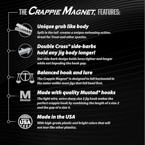 Leland's Lures Crappie Magnet Best of the Best Kit, Fishing Equipment and Accessories, Fishing Lures, 96 Bodies, 15 Double Cross Jig Heads, 4 E-Z Floats