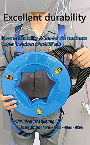 Fish Tape Steel Wire Puller 4mm 67-Foot With a wire storage caseWire-through tool Twist-shaped wire for wiring, and incoming lines in the attic, etc Dual Range for Broad Application[4mm 67-Foot] - size: 67FT