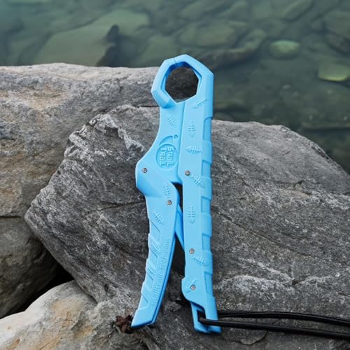 SNAIL TRAIL 7.5''/9'' Floating Fish Gripper, Fishing Grabber, Catfish Mouth Pliers, Caught Bass Holder, Digital Scale Hook Clamp, Saltwater Lip Grip Tool with Lanyard, Gifts for Men, Blue - color: Blue, size: 9"