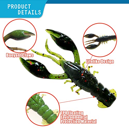 Senko Worms 40/133Pcs Fishing Soft Plastic Bait Bass Fishing Lures | Crawfish Lure Soft Plastic Worms Fishing Lure Wacky Rig Carolina Rigged - color: A-Crawfish Lures 40pcs 2.56in