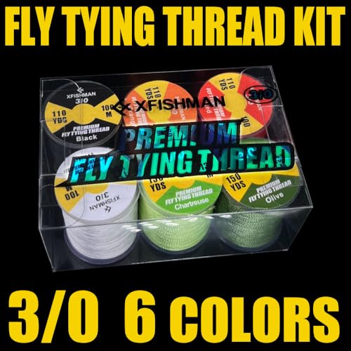 XFISHMAN Fly-Tying-Thread-Kit-6/0-3/0 Fly Tying Supplies Fly Fishing Materials Accessories - color: 3/0-6 Color Thread Kit 01