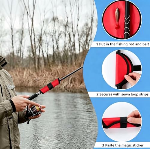 New 8Pcs Fishing Hook Covers,6 Inch Lure Wrap Bait Gloves Fish Hook Storage Protectors Pole Sleeve Guard to Keep Fishermen Fishing Safe for Fish Rod - color: Red