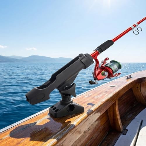2 Pack Adjustable Fishing Rod Holders for Boat and Kayak, Deck or Side Mount, Reinforced Nylon Material (Black)