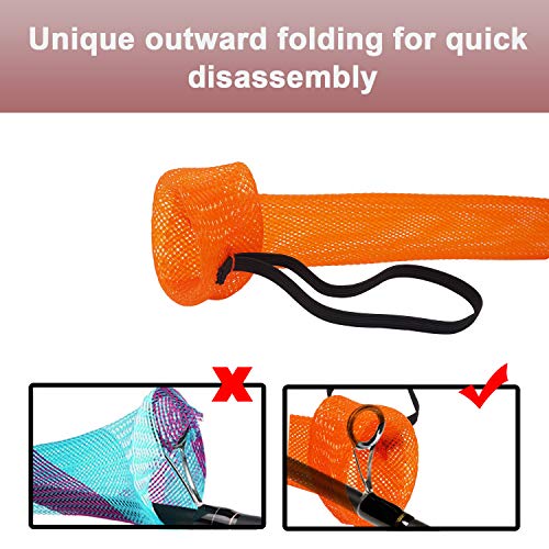 Fishing Rod Cover - 4 Pack Rod Sleeve Socks with Lanyard for Fly, Spinning, Casting, Sea Fishing - color: Orange*1, Gray*1, Gray & Orange*1, Multicolor*1