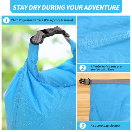 Dry Bag Set, Waterproof Small Lightweight Dry Bags for Paddle Board Kayaking, Fishing, Camping(Blue, 70L 2Pack) - color: Blue, size: 70L 2Pack
