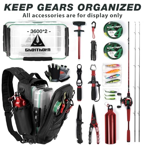 Ghosthorn Fishing Backpack Waterproof Tackle Bag Sling Bag Gift - color: Black, size: Standard