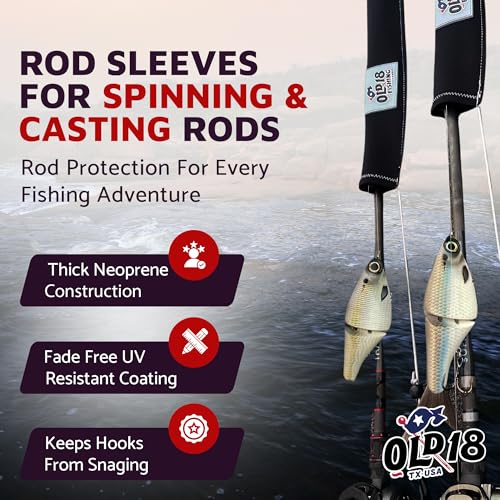OLD18 Neoprene Fishing Rod Sleeve - Protective Rod Sock for Fishing Poles 6'-8' - Hook-Resistant Fishing Rod Case for Storage & Transport - Helps Keep Rods Afloat - color: Orange and White, size: 57"