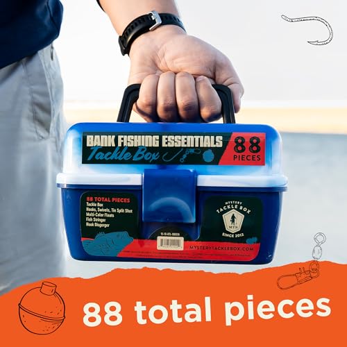 Catch Co Mystery Tackle Box Bank Fishing Essentials - 88 Pieces - Small Tackle Box - color: Orange