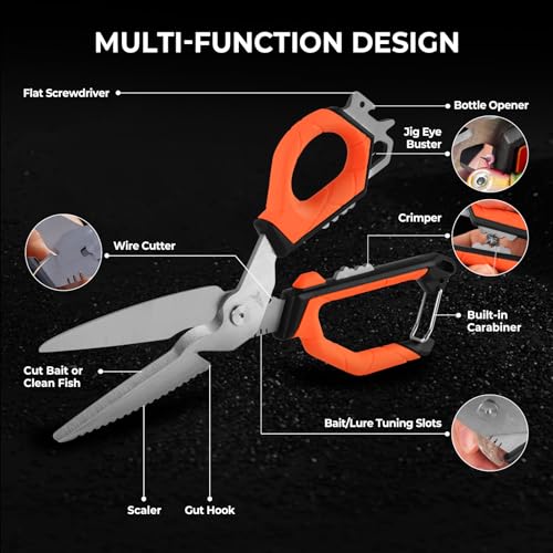 KastKing Paradox 9" & 6" Fishing Scissors - 9" Bait Shears With Sheath & Carabiner, 6" Braided Line Scissors With Stainless Steel Blades, Angler's Kit - style: E: 6" Braid Scissors & 9" Bait Shears