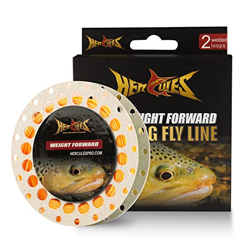 HERCULES Fly Fishing Line Floating Weight Forward Fly Line with Double Welded Loop - color: Orange, size: WF8F 100FT