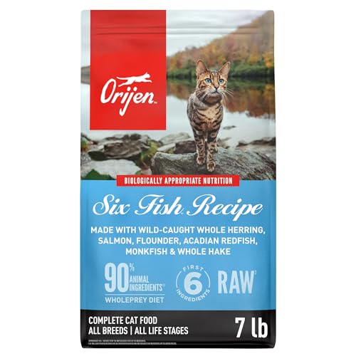 ORIJEN Grain Free High Protein Premium Dry Cat Food Six Fish Recipe 7lb Bag - size: 7 Pound (Pack of 1)