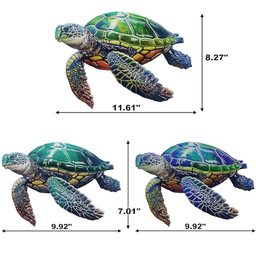 John's Studio 3Pcs Metal Turtle Sea Wall Decor Outdoor Garden Hanging Art Sculptures Home Ocean Theme Decorations for Kitchen Bathroom and Pool - color: Turtle 3PCS