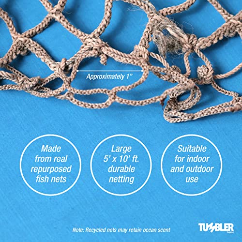 Tumbler Home Fish Net Decorations, Fishing Net Decor for Pirate, Mermaid, Fishing, Halloween, Hawaiian, Tiki or Beach Party Decorations, Fish Netting for Nautical Decor or Ocean Room, 5x10ft (2 Pack) - size: 2 Pack (5x10 ft each)