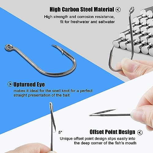 Octopus Fishing Hooks-120pcs Sport Circle Hooks Beak Offset Fishing Hooks Sharp High Carbon Steel Fishing Jig Hooks Black Fishhook for Saltwater Bass 8-9/0 - size: 6/0-120PCS