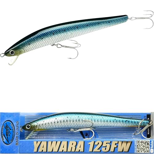 Lucky Craft FlashMinnow 125 YAWARA Saltwater Fishing Lure, Jerkbait for Halibut and Sea Bass, Long Casting Fishing Gear, Slow Sinking 5in 0.7oz, Tackle Box and Fish Accessories - color: 7702 Zebra Sardine, size: 125FW, style: With Scale