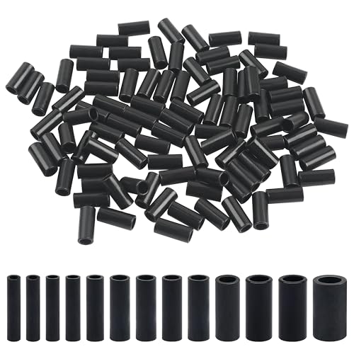 Fishing Crimp Sleeves, 100pcs Single Barrel Crimp Sleeves Brass Copper Crimping Loop Sleeves Black Oxidized Fishing Line Crimps Tube Connector Wire Leader Rigging Tackle - size: Inner Dia 2.1mm-100pcs