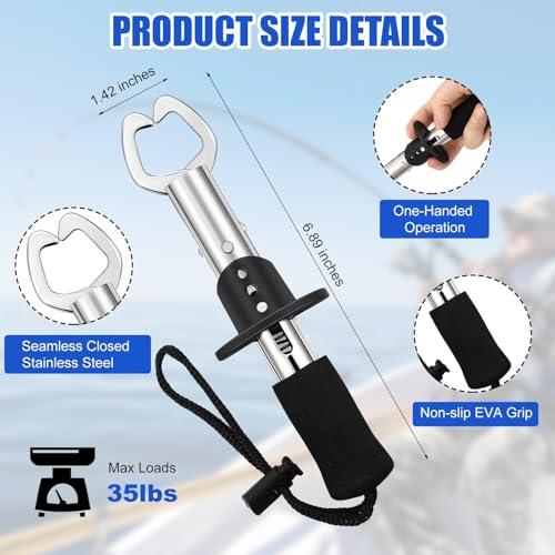 VioraWhite 8 Pieces Fishing Tools Kit Fish Hook Remover Set Include Fishing Pliers Lip Gripper Multifunction Scissors Gloves Towel Keychain Hook for Men Women Gifts - color: Blue