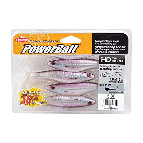 Berkley PowerBait The Champ Swimmer Fishing Soft Bait - color: HD Purple Smelt, size: 4.6"