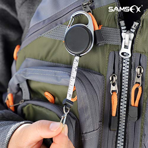 SAMSFX Fishing Zinger Retractors Retractable Tape Measure with Fly Fishing Knot Tying Tool Combo - color: Tape Measure Retractors & Black Nail Knot Tying Tool, Black Grip