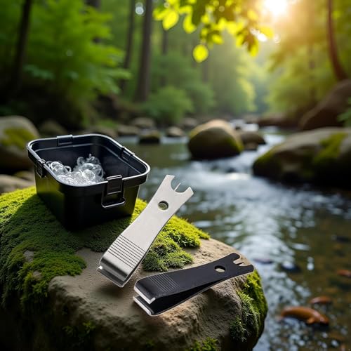 4Pcs Black Silver Fishing Line Cutter Nipper with Hook Eye Cleaner Pin Stainless Steel Fishing Line Scissors Cutting Tool Fishing Line Cutter Nipper with Hook Multi Functional Accessories（51*11.5mm)